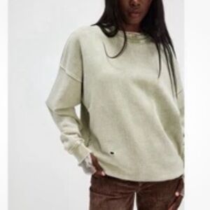 NWOT FREE PEOPLE Green Falling Forward Snow Wash Pullover Sweatshirt SZ: M